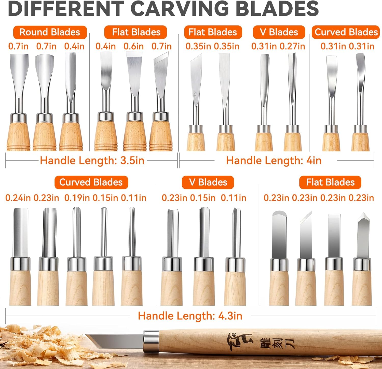 WAYCOM 24PCS Wood Knife Kit Set Wood Carving Kit,Professional Chisel Set, including Small, Middle, Large size (24PCS)