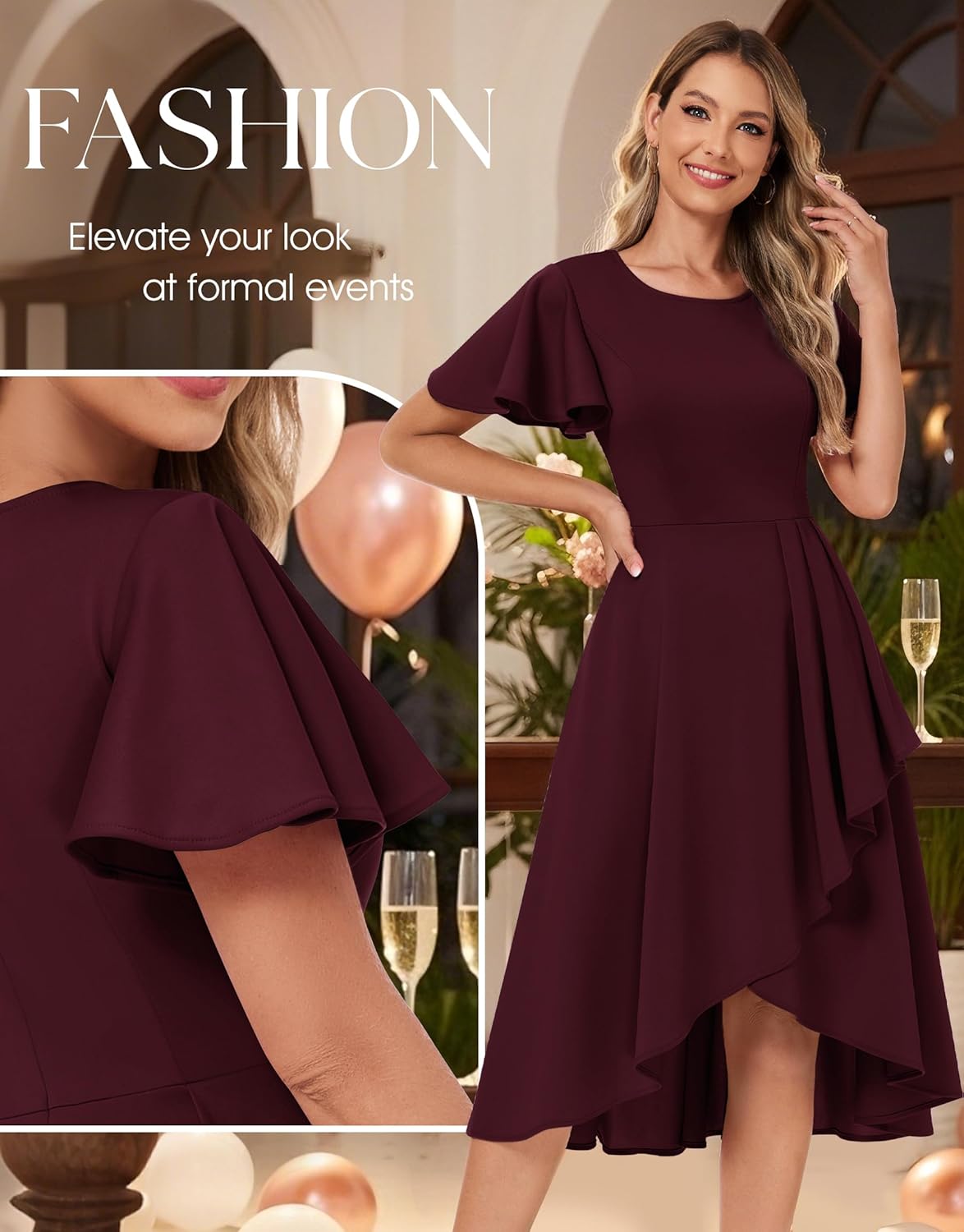 Wedtrend Women's Formal Dresses Mother of The Bride Dress Tea Length Cocktail Dress for Wedding Guest - Image 4