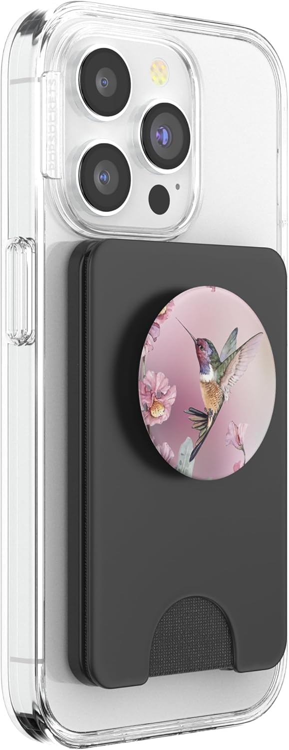 Pink Hummingbird Flower Pop Sockets Grip Stand PopSockets PopWallet for MagSafe