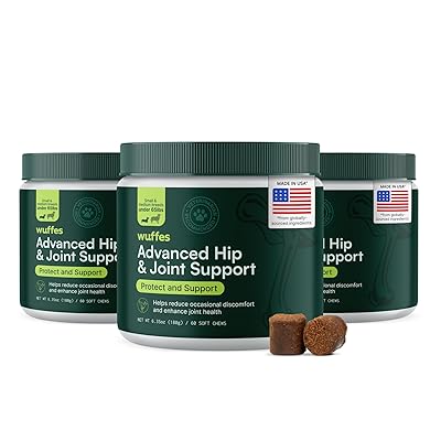 Wuffes Advanced Dog Hip and Joint Supplement with Glucosamine, Chondroitin, Omega 3, MSM, and Green Lipped Mussel, 30 Pork Flavored Chews for Large Dog Breeds