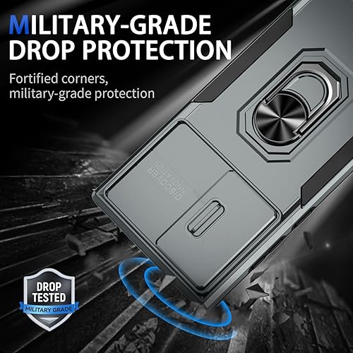 Miniatura 2 de Funda para Samsung Galaxy S23 Ultra con funda deslizante para cámara y 2 protectores de pantalla, grado militar, a prueba de golpes, con soporte de