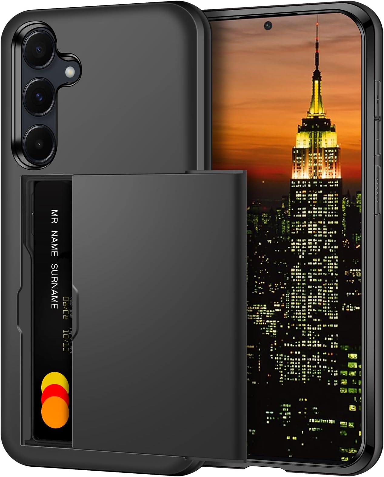 Coolden for Samsung A55 5G Phone Case with Card Holder Wallet Cover Black