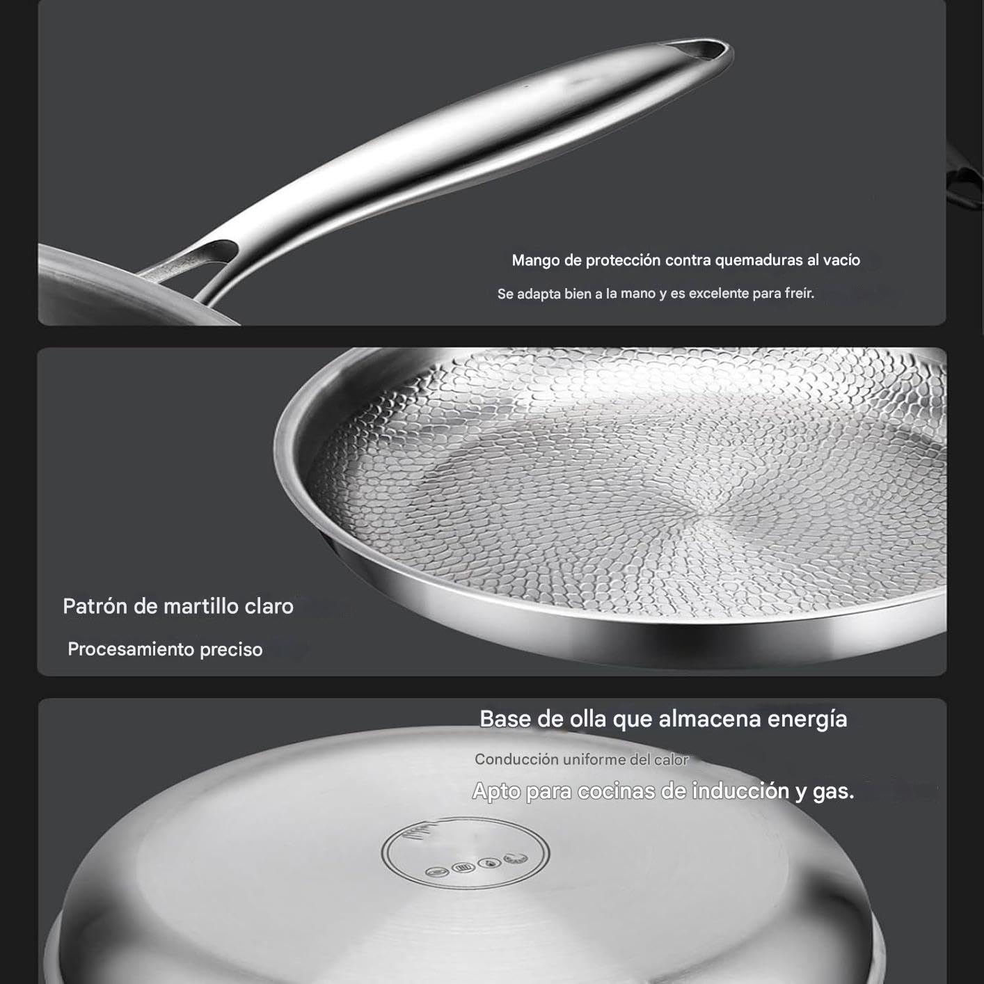 Genérico Sartén De Titanio Ultra Duradera Resistente, Utensilios De Cocina Antiadherentes Multifuncionales Sin Revestimiento (24cm)