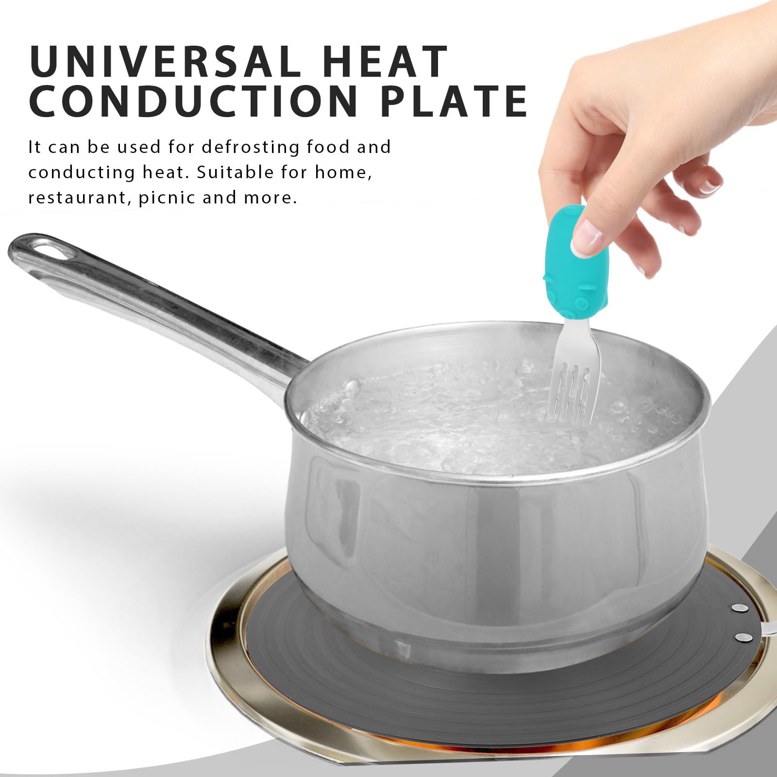GARVALON Placa Difusora de Calor Mango Antideslizante para Descongelar y Cocinar Estufas de Gas Inducción Compatible con Ollas de Inoxidable