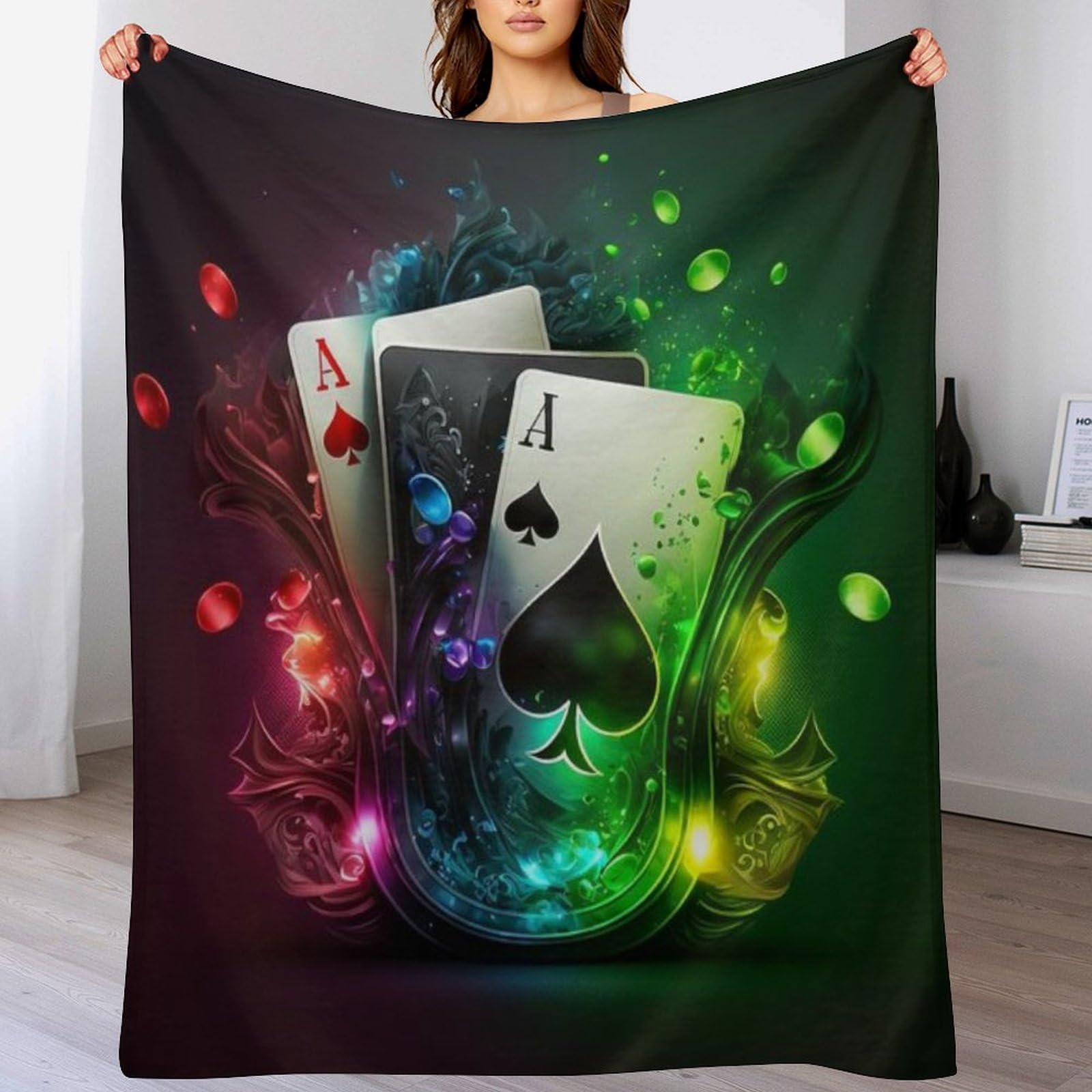 Manta de póquer de franela suave para cama y sofá 100x130 cm