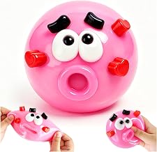 TOGETDREAM Smushers Squeezy Toy with Changeable Faces, Soft TPR Fidget Stress Toy for Kids Adults Anxiety Relief, Sensory Decompression Portable Silent Slow-Rising Squeeze Ball,Fun Magic Desk(Pink)