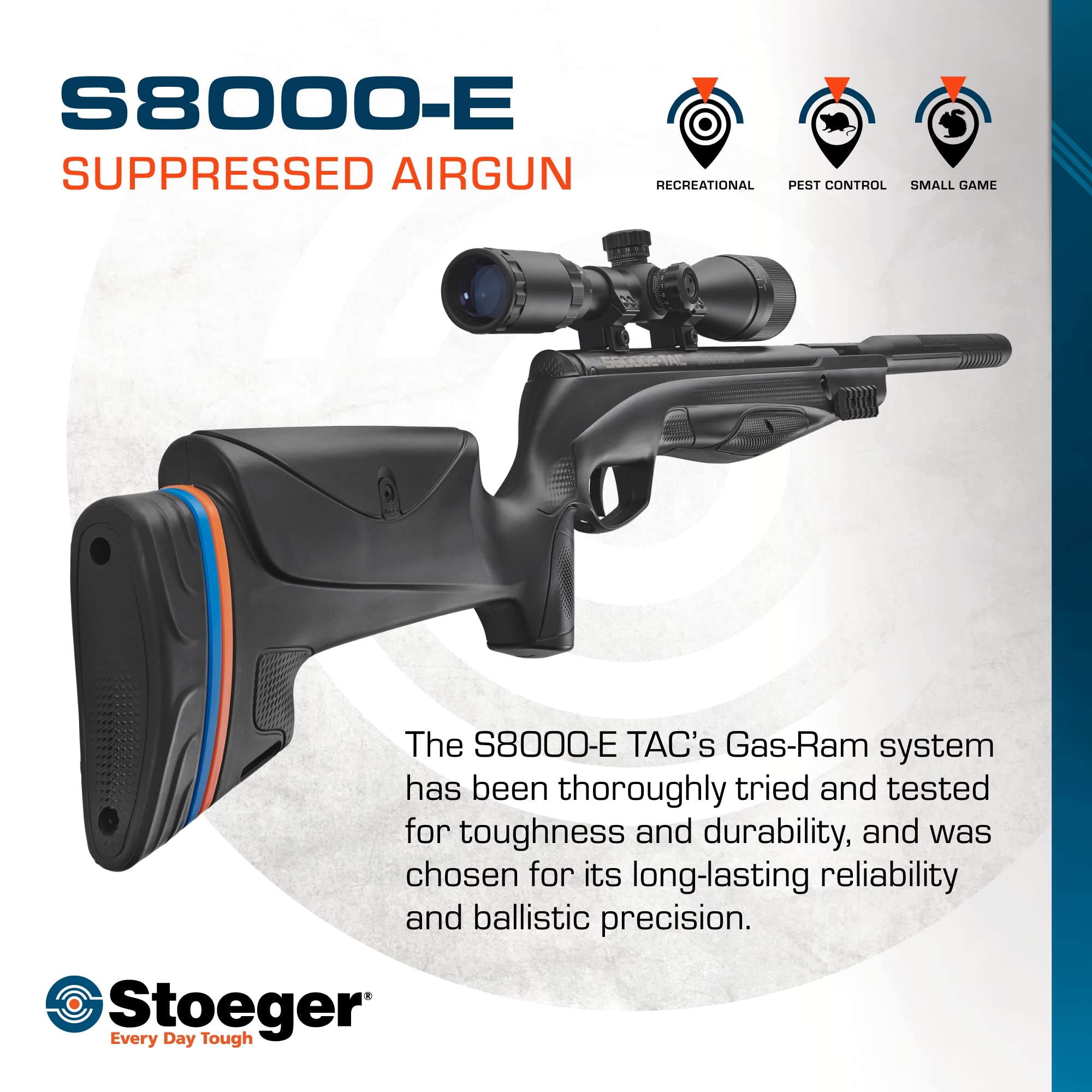 Stoeger S8000-E TAC Airgun Combo - .22 Caliber - Black Synthetic with 3-9x40 Adjustable Objective Scope