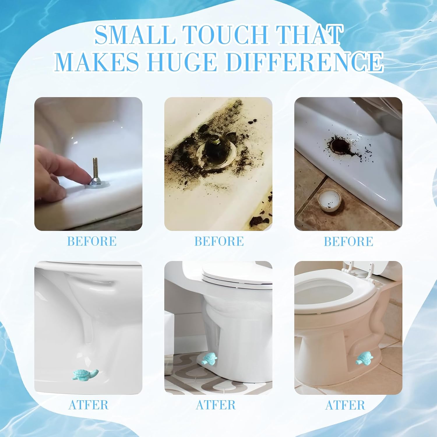 2 PCS Toilet Bolt Covers Decorative,Cute Turtle Toilet Screw Cover Caps, Easy to Install, Avoid Rust, Not Easy to Change Color or Fade, Bathroom Decoration (Blue)
