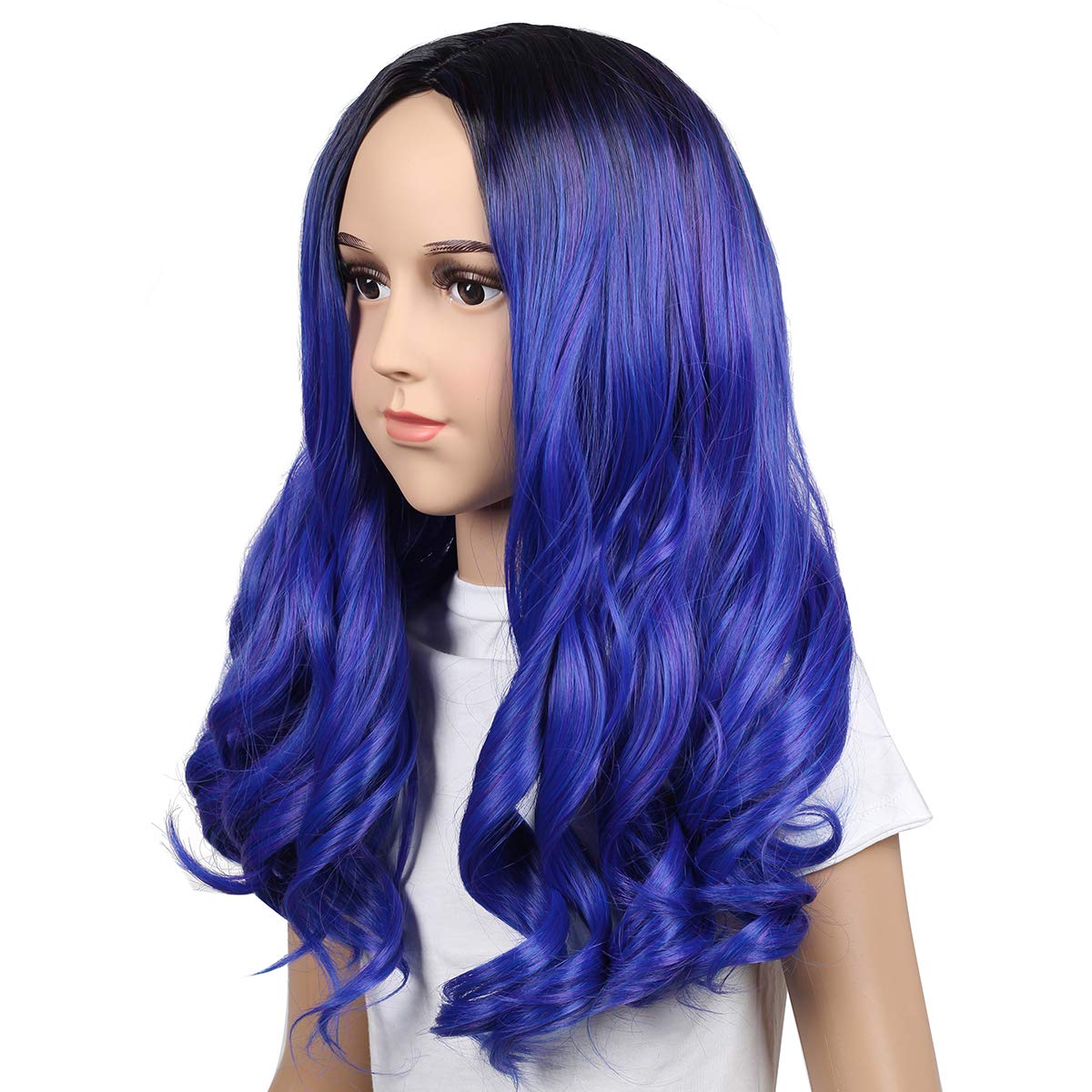 ColorGround Rose Red Curly Cosplay Wig for Halloween Costumes and Party (Dark Root Rose) : Clothing, Shoes & Jewelry