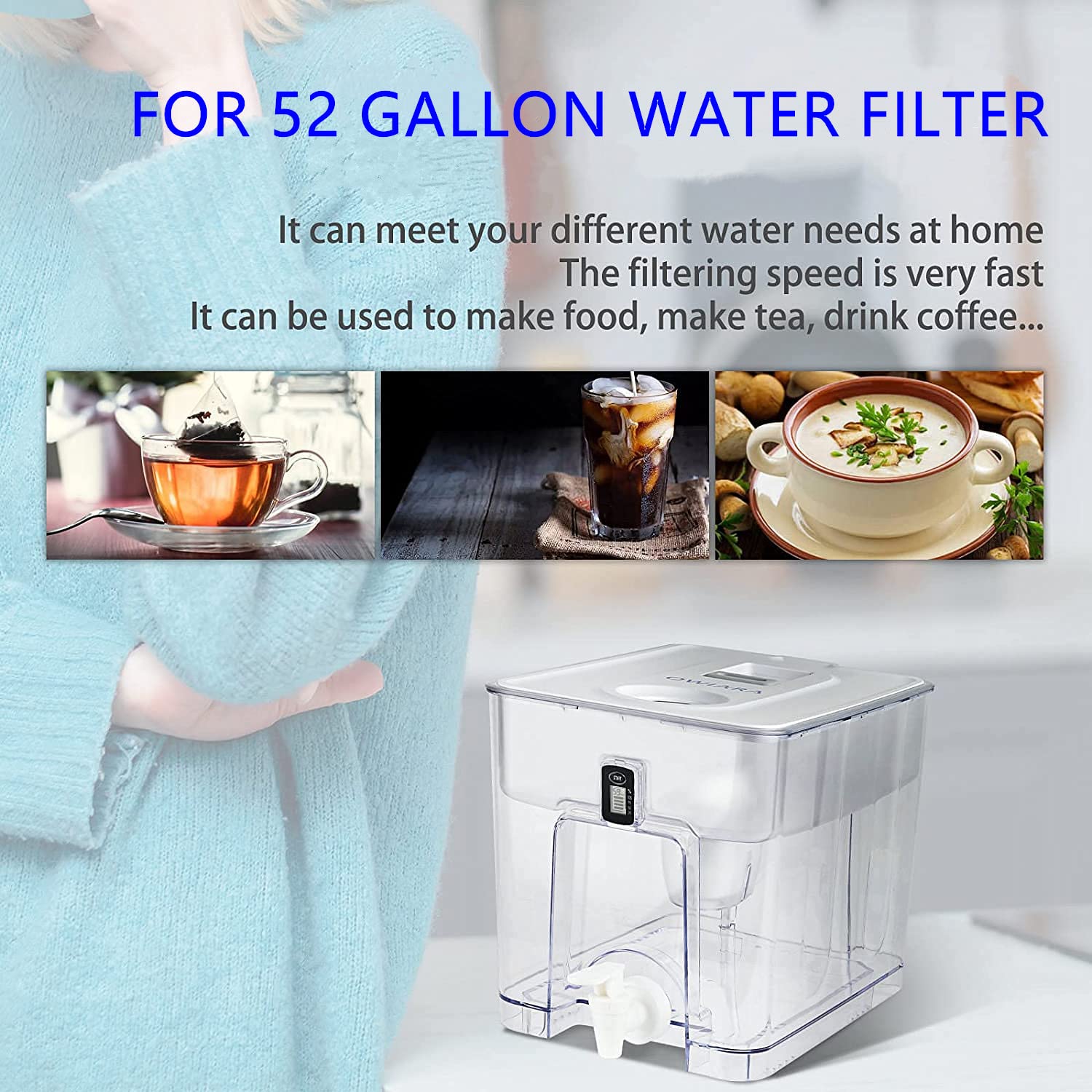 Filtro de agua estándar, filtros de repuesto estándar para jarras y dispensadores, sin BPA, 1 unidad