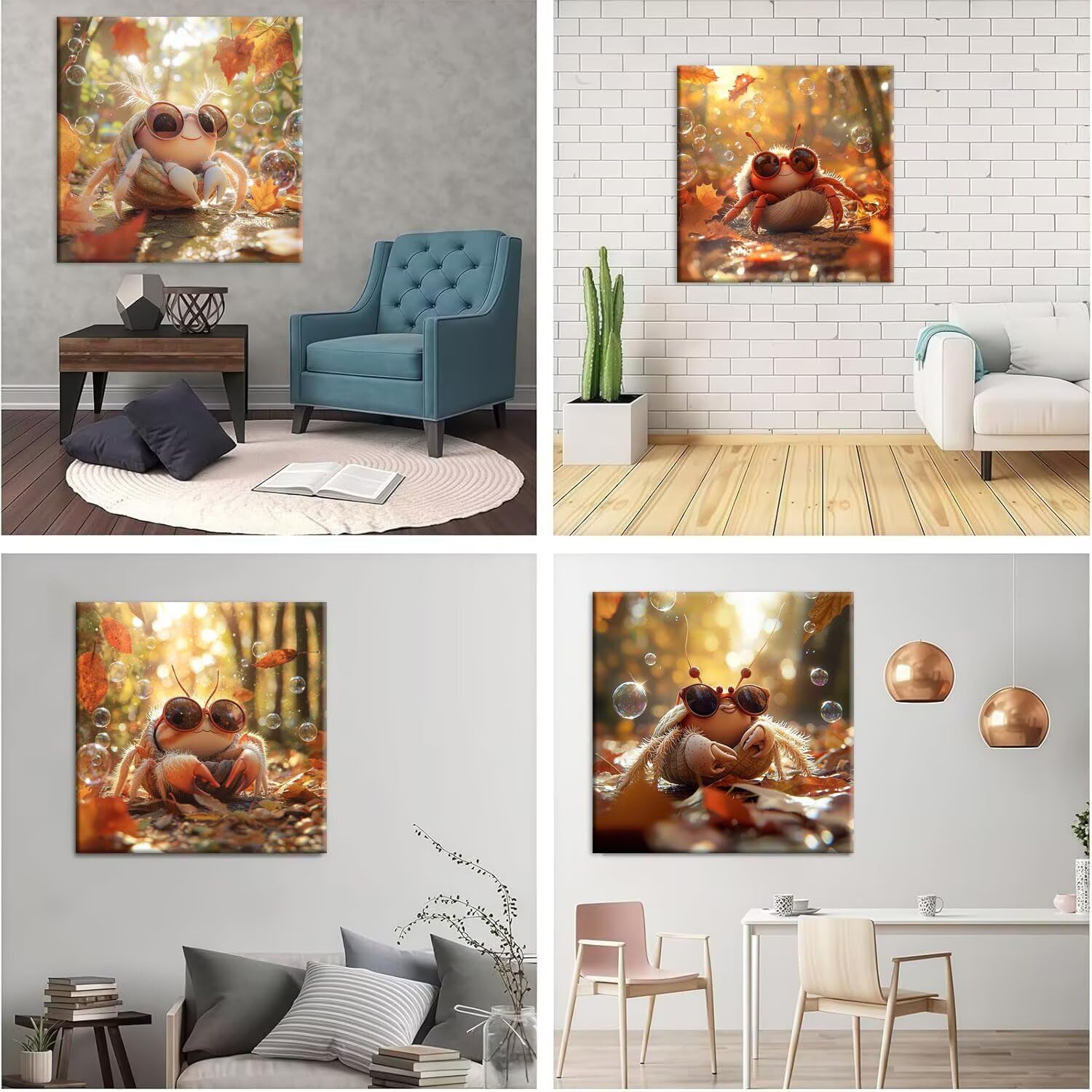 QIANLUOO Cangrejo del bosque 5D Kits de Pintura de Diamantes 35x35cm G-702 | DIY Diamond Painting Kit Completo, 4 pcs Diamante Pintura, para Niños y Adultos Principiantes, Decoración de Pared del Hogar