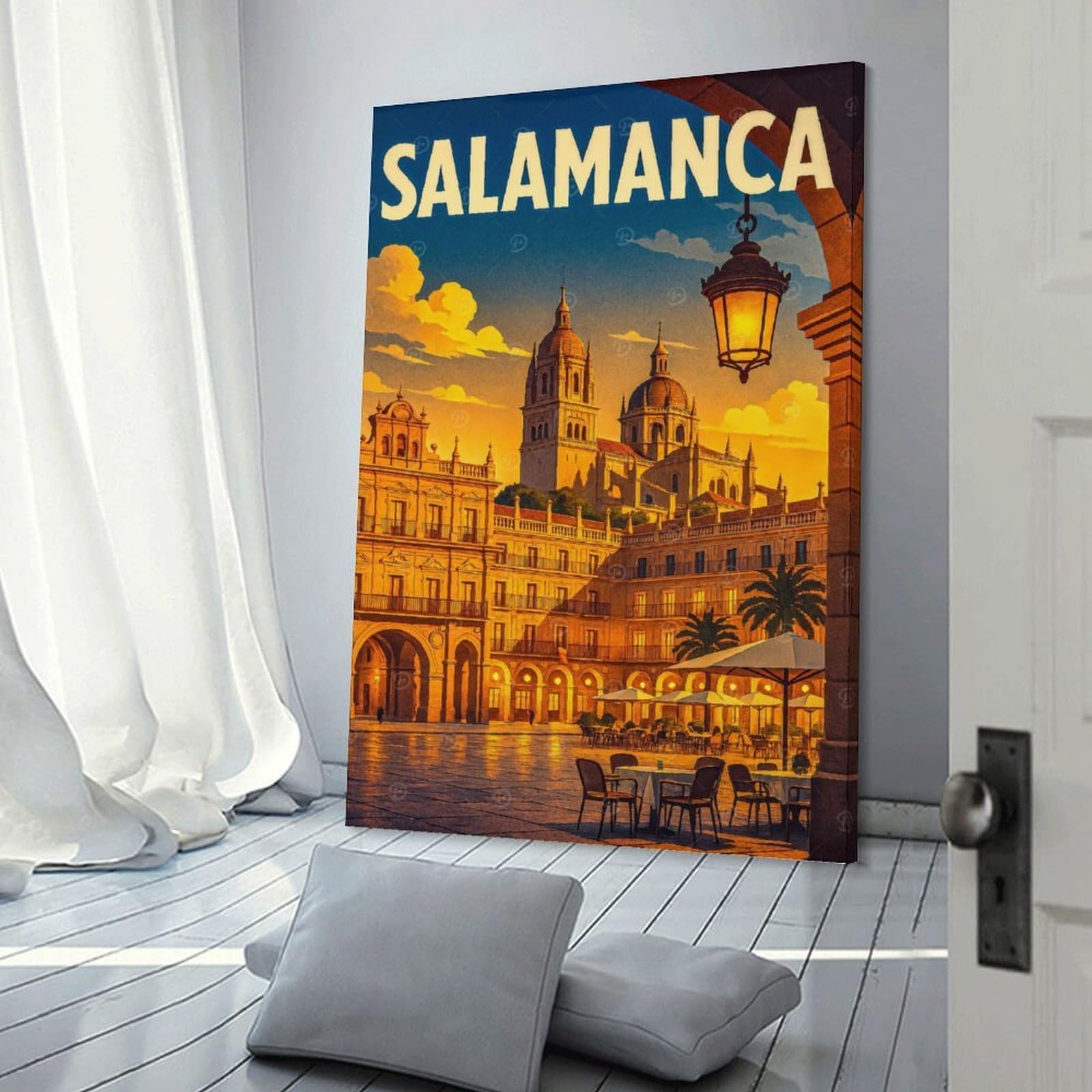 Junmoney Salamanca Cityscape Travel Canvas Art Print, 20x30inch(50x75cm), for Living Room, Bedroom, Office Or Hallway, Decorative Artwork with Broad Appeal
