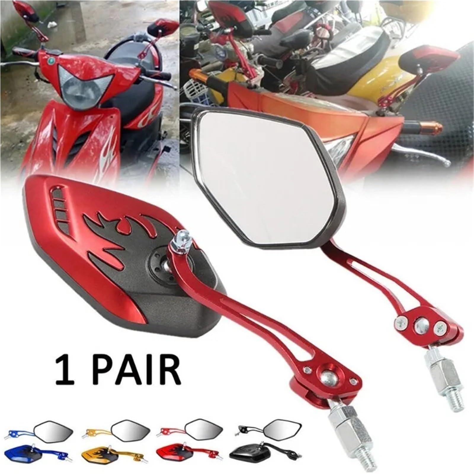 Lusterko boczne Lusterko boczne motocykla Lusterko wsteczne motocyklowe 8mm 10mm pasuje do Hondy pasuje do Suzuki pasuje do Yamaha Elektryczny pojazd skuter modyfikacja(Blue)