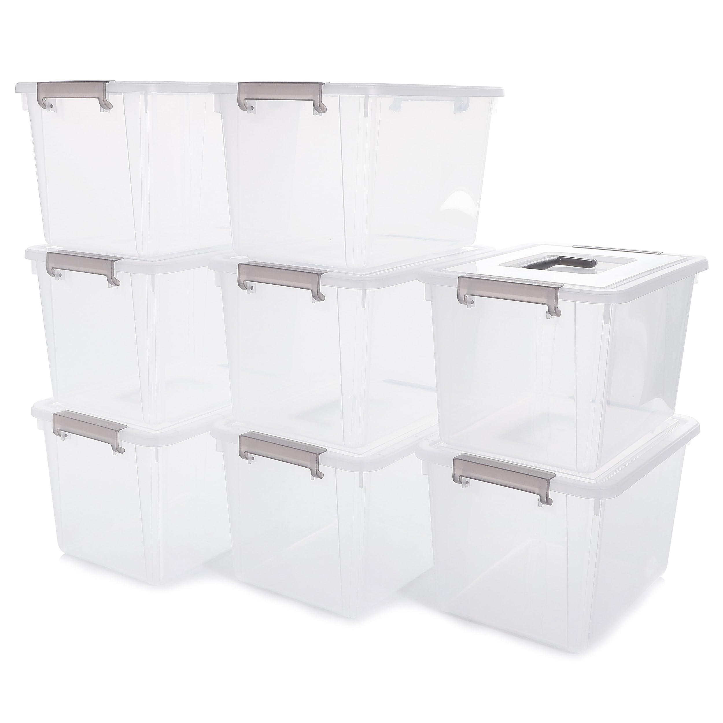 Citylife 8Packs 5L Plastic Storage Boxes with Lids, Clear Stackable Storage Box with Handle, Collection Boxes for Organizing Toys, Snacks, Tools, 26 * 18 * 15CM — image 1