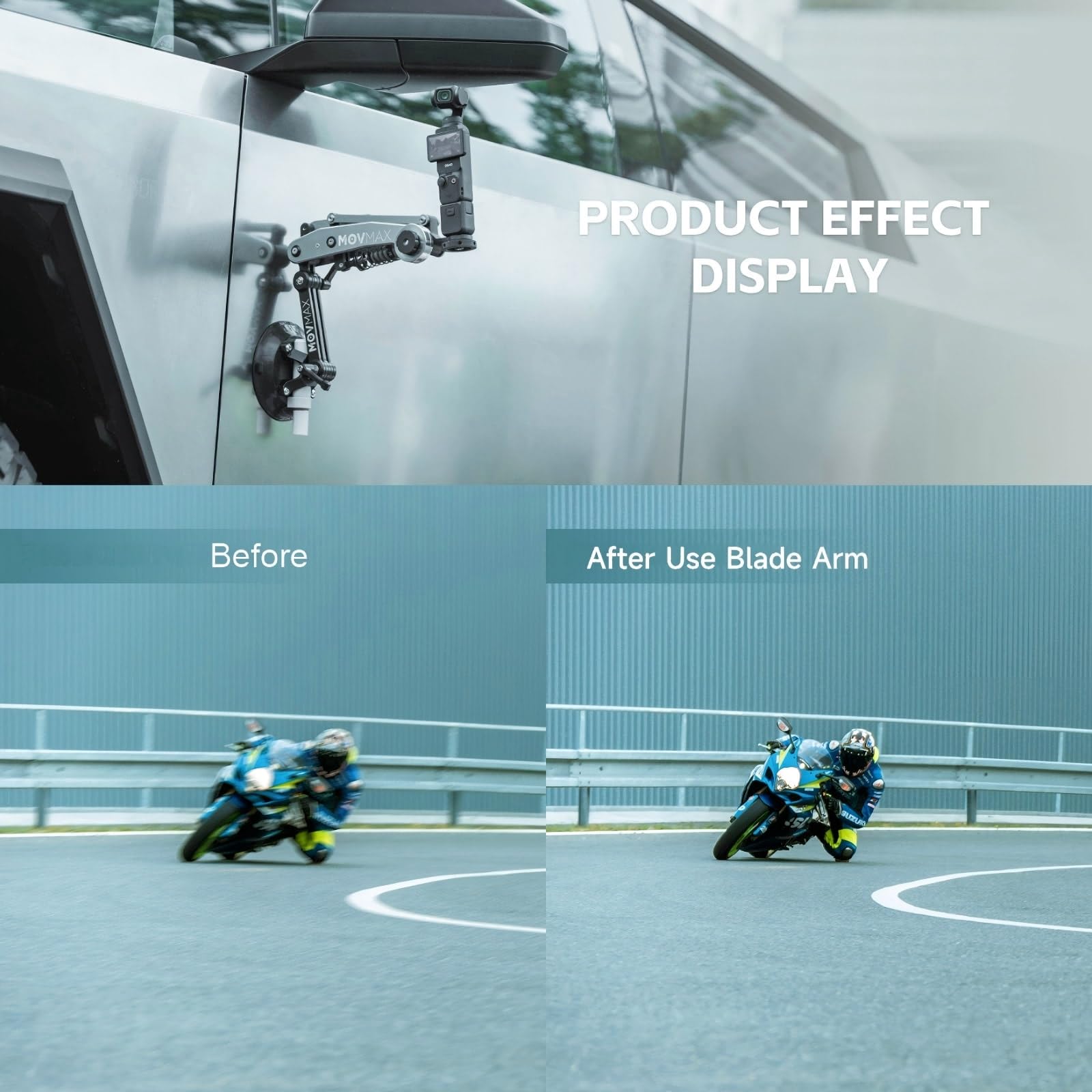 Movmax - Braccio lama per DJI osmo Pocket 3, supporto a ventosa per auto, stabilizzatore per fotocamere Pocket 3, Insta 360 e GoPro Hero, vite di bloccaggio universale 1/4, adatto per creatori di
