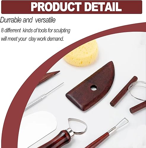 Miniatura 3 de LINPHCEY Juego de 8 herramientas para esculpir arcilla, perfecto para modelado de polímero al aire seco, para principiantes y profesionales, ideal