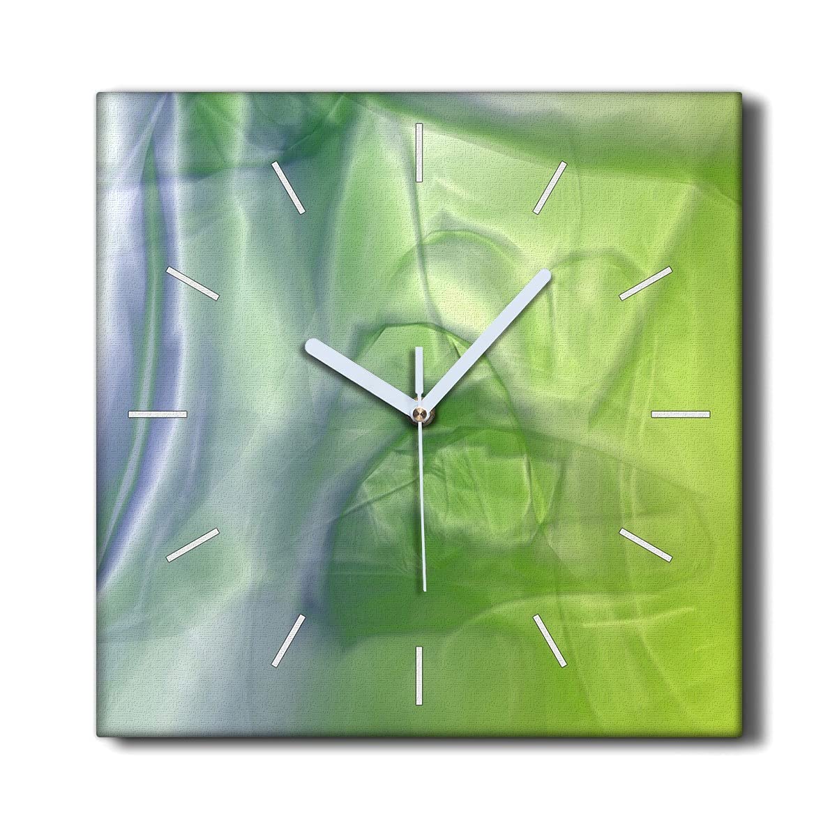 Horloge sur Toile Silencieuse 30x30cm Décoration Murale Salon Vert