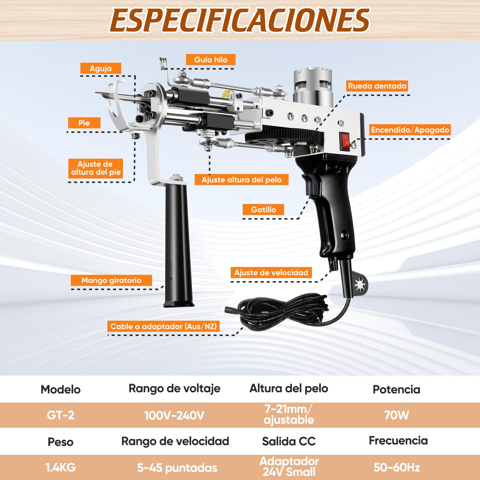 BESGEER 2024 Kit de Inicio de Pistola para Tejer Alfombras con Marco y Cortacarpetas, Kit de Tejer Alfombras de Pileta de Corte y Anillo 2 en 1, Kit Completo de Pistola para Teje(Negro)
