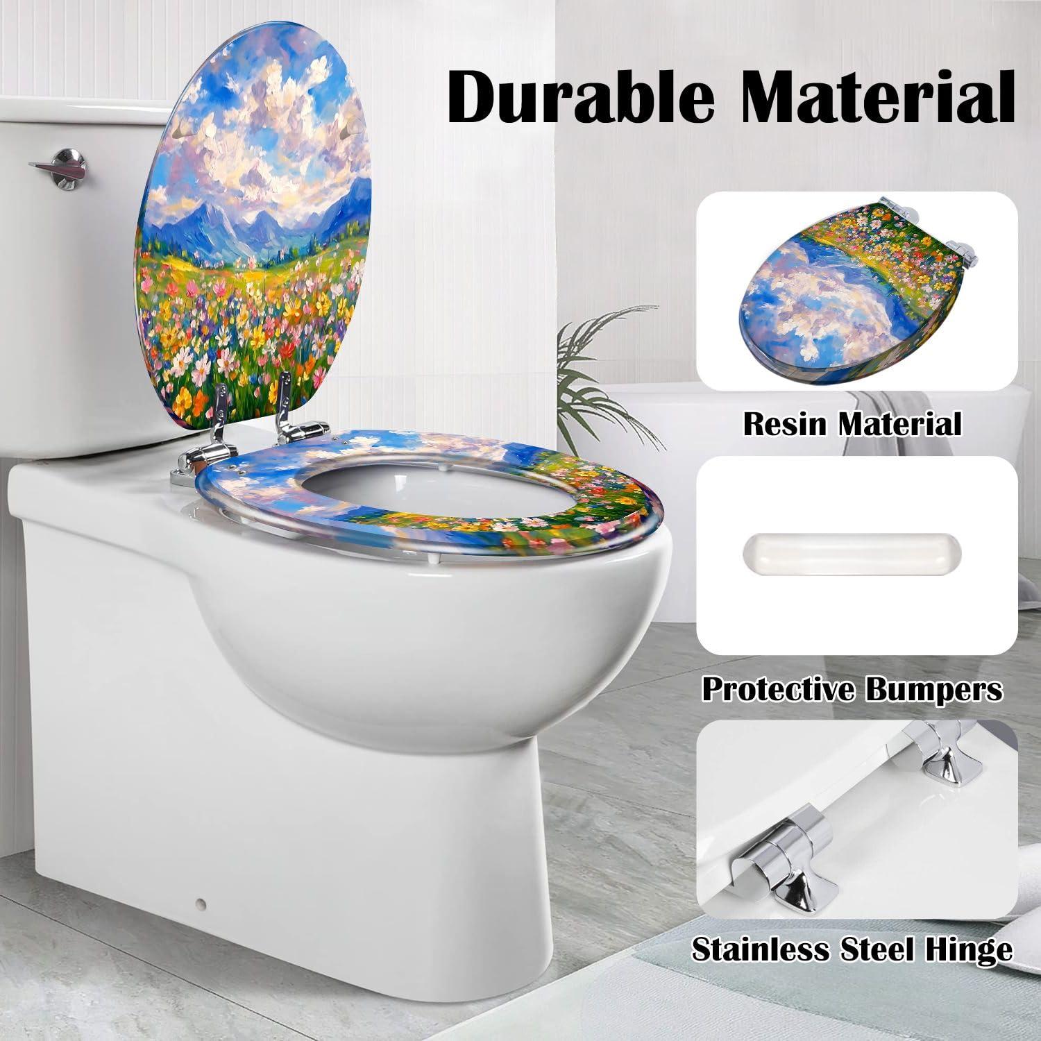 Sedile WC allungato generico con chiusura ammortizzata per bagno