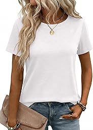 Zeagoo Womens Tops Short Sleeve Tshirts Crewneck Basic Summer Outfit Casual Plain Shirts Lasies Tee Shirts