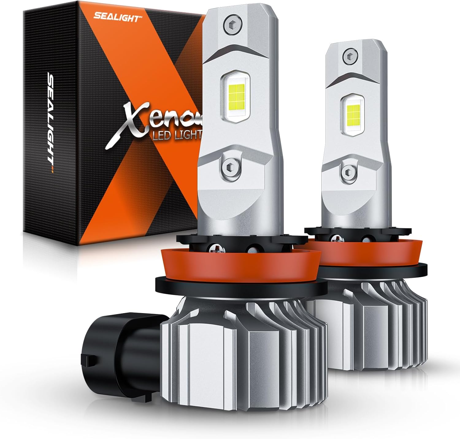 SEALIGHT H11 LED Fog Light Bulbs, 88000LM 6500K H11 LED Bulbs, Adjustable Ring, Long-Lasting 70000HRS, IP68 Waterproof, Pack of 2