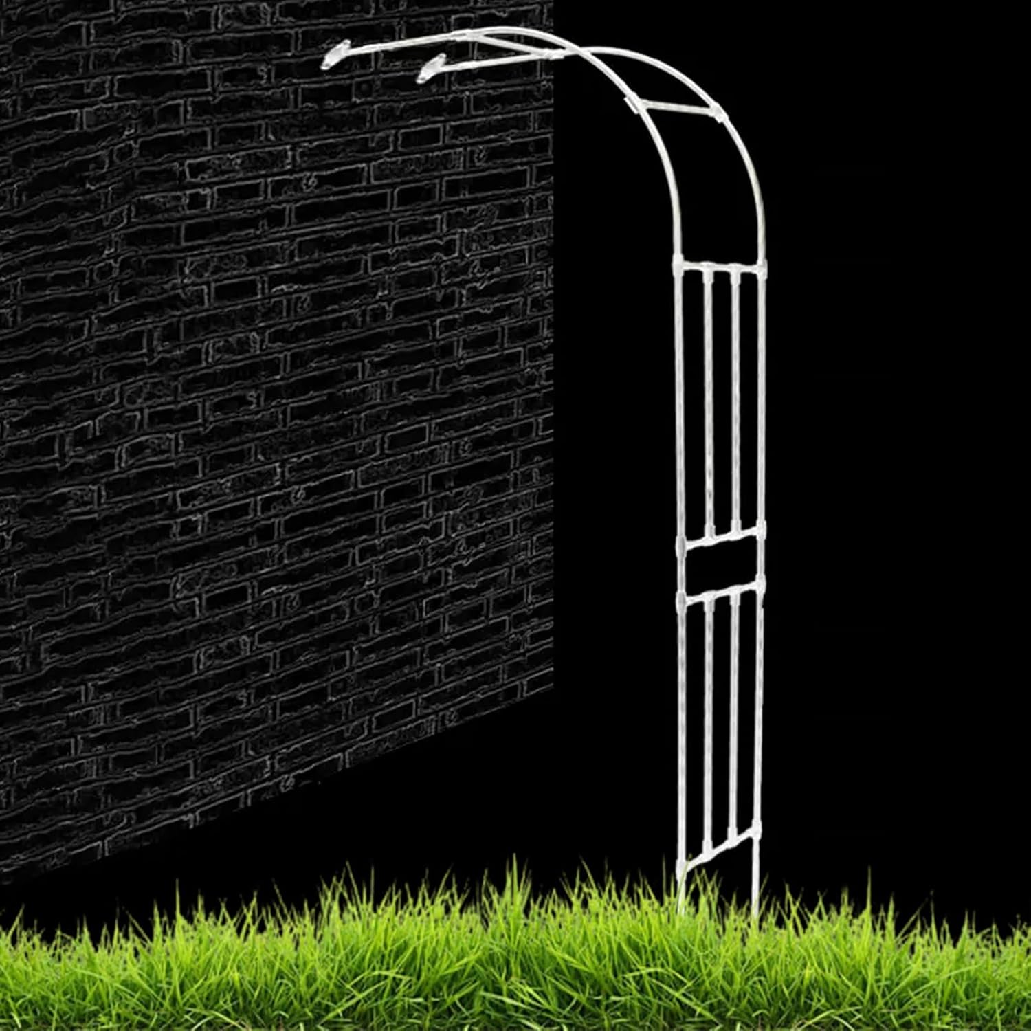 Rose Arch Half Arch, Steel Garden Arbor, Plant Climbing Stand, Garden Arbor Arch Steel Frame for Climbing Plants, Lawn, Patio, Wedding Decor, Install Against Wall(Green,23x15.7x94.5in)