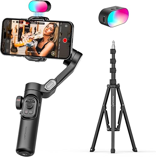 Estabilizador de cardán para teléfono inteligente iPhone Video estabilizador de iPhone, cardán, teléfono inteligente, plegable, de 3 ejes, portátil,