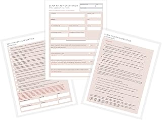 Scalp Micropigmentation Intake Forms, Consent, Aftercare Instruction Cards Client Forms | A1 8.5 x 11” | 75 pk, 25 Each Form Double Sided | Permanent Tattoo Makeup Signatures Consultations