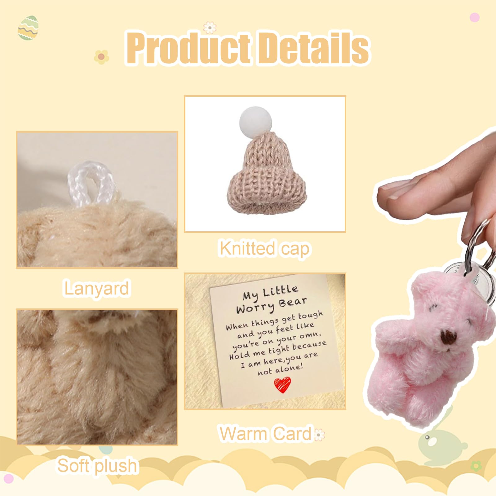 HEUIOP 5 PCS Worry Bear, My Little Worry Bear in a Box with Inspirational Cards, Pocket Gift for Family Friend, Coworkers - Image 3