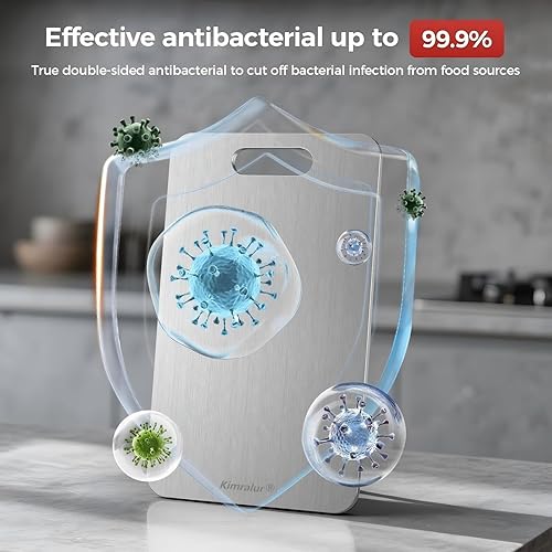 Miniatura 5 de Tabla de cortar de titanio, doble cara 2025, tabla de cortar de titanio para cocina, no tóxica, antideslizante, tabla de cortar, apta para