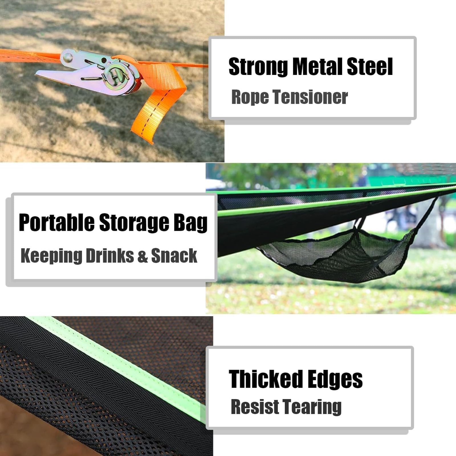 Hamac de Camping Triangulaire, hamacs Multi-Personnes 4/2,8 m Maximum 400 LB pour la détente en Plein air, hamac Extra Large, avec 3 Sangles et Sacs en Filet, Sac de Rangement Green 2.8x2.8x2.8m