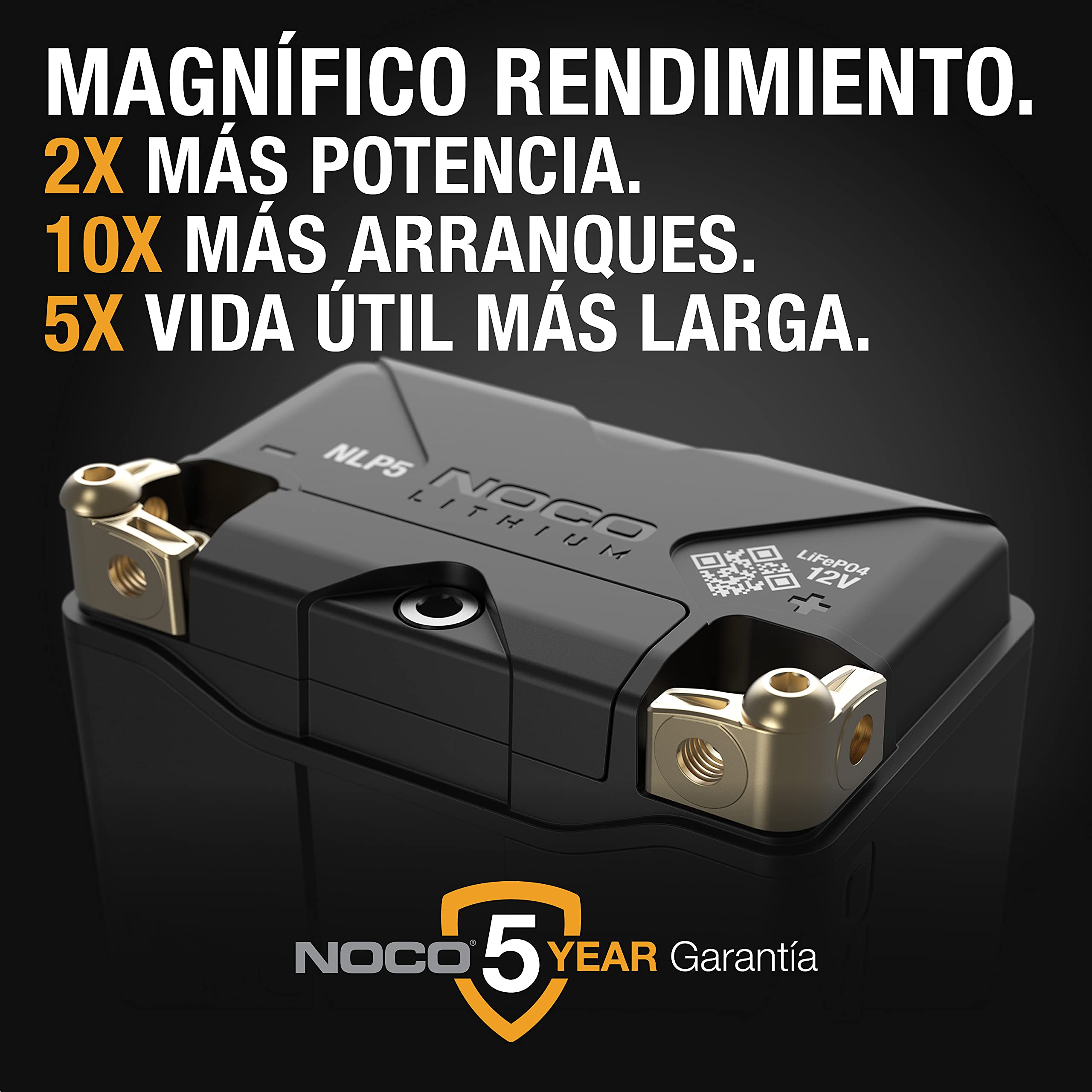 NOCO Lithium NLP5: Batería de Litio 250A, 12V 2Ah con BMS Dinámico para Motos, Motos de Enduro, Quads, Motos de Agua y Motos de Nieve