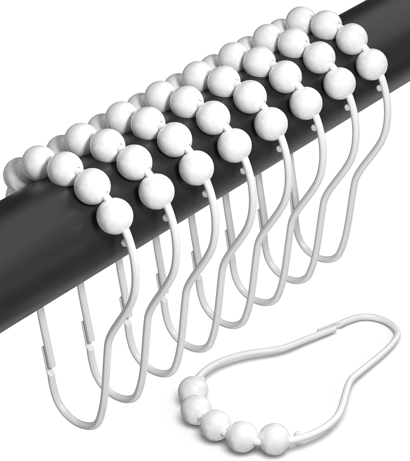 White Shower Curtain Rings Rust Proof (Set of 12