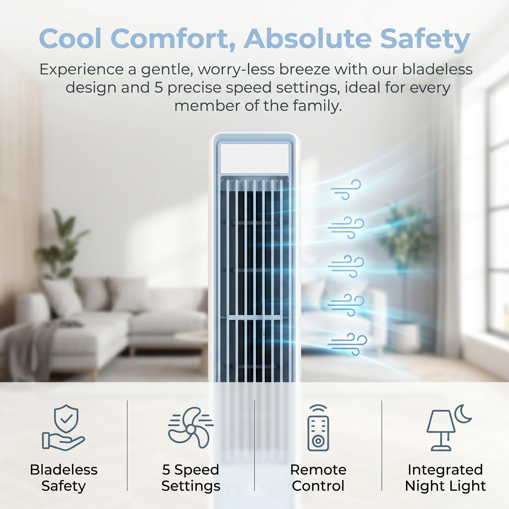 BreezaMax Air Kühlkönig, Airzuma Portable, Polar Breeze–BreezaMax Mini Cooling Ace, Leise & Energieeffizient, 3 Geschwindigkeiten, Bladeless Design, Perfekt für Büro, Schlafzimmer & Zuhause (Weiß)