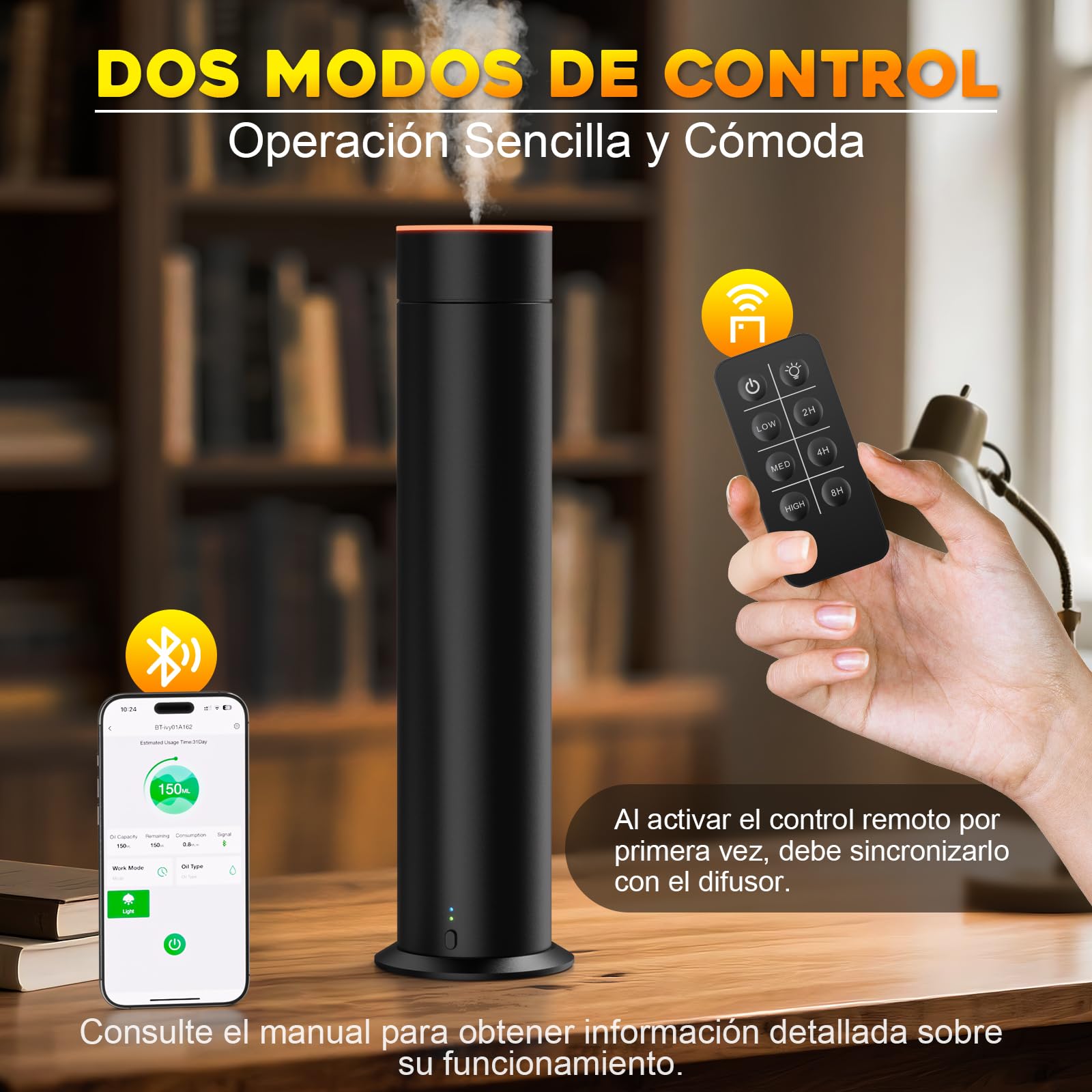 Difusor de Aceites Esenciales Sin Agua, ShinePick Difusor Aceites Esenciales 150ml Cubre 1200ft², con Control Remoto y Inteligente App Difusor de Aromas para Hogar, Dormitorio, Oficina, SPA y Hotel