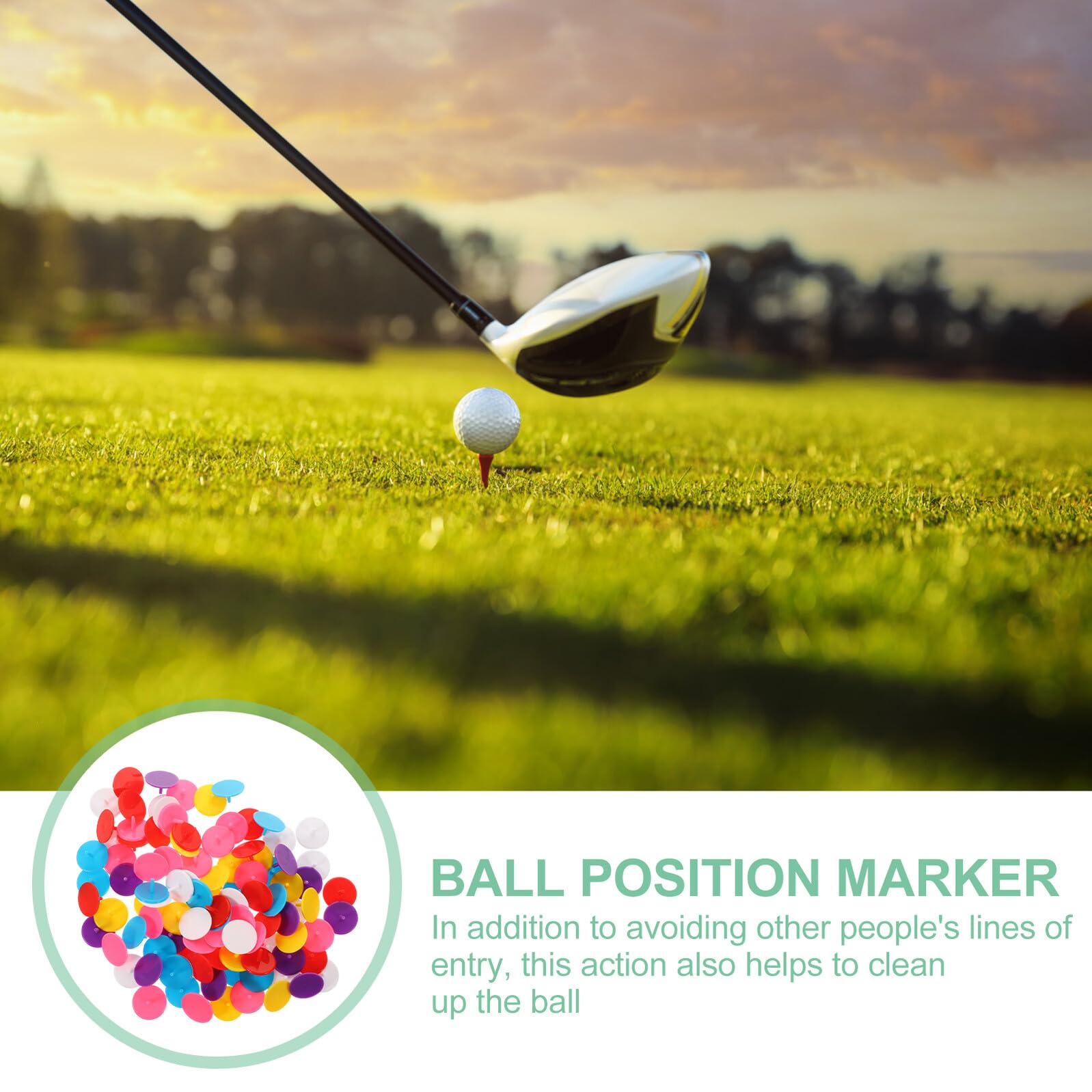 100 Stück Teiliges Golf Ball Marker aus Strapazierfähigem Kunststoff Wiederverwendbare Bunte Golfball Positionsmarker Verschleißfest und Stabil für Präzises Zufällige Farbe