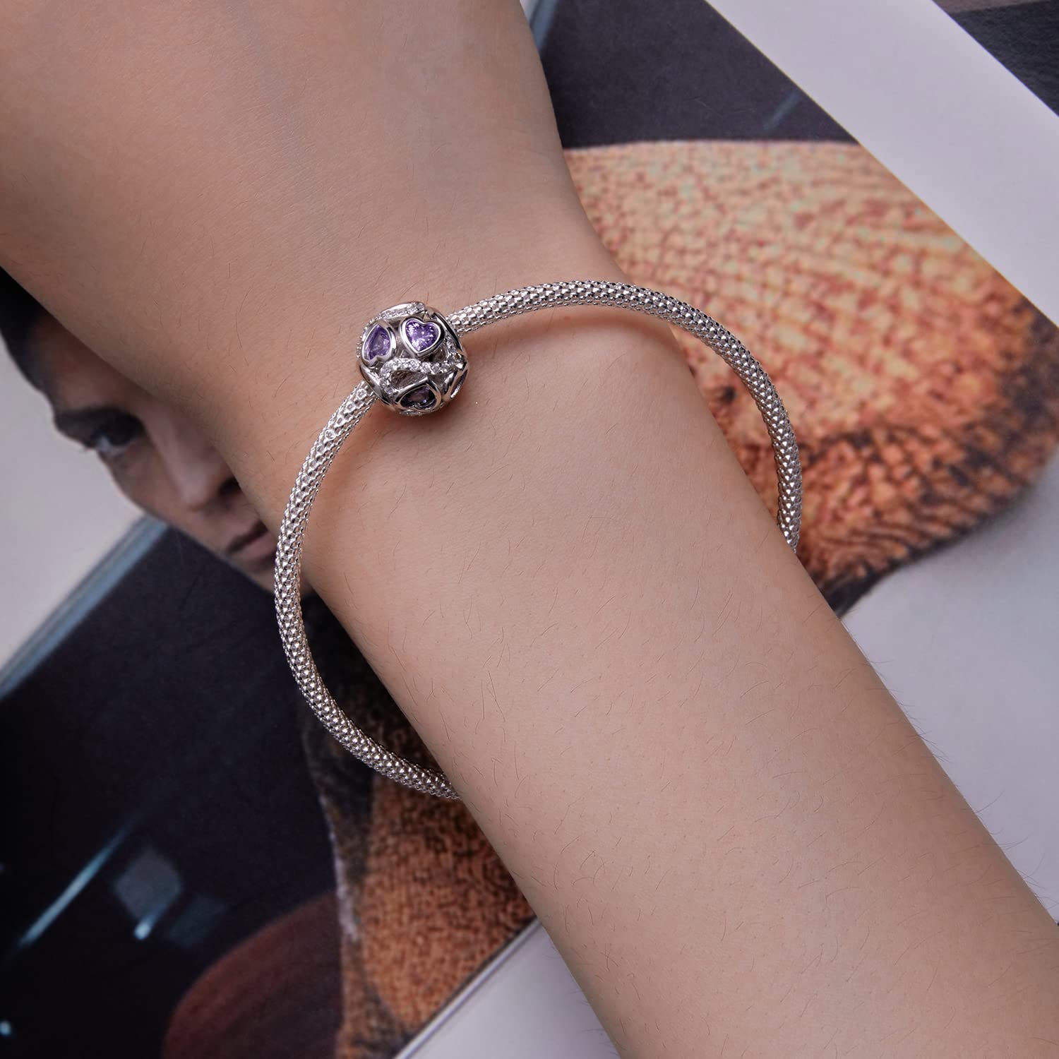 Birthstone Charms do bransoletki z wisiorkami 925 srebro koralik ażurowe zawieszki z okazji urodzin zawieszki do bransoletki i naszyjnika