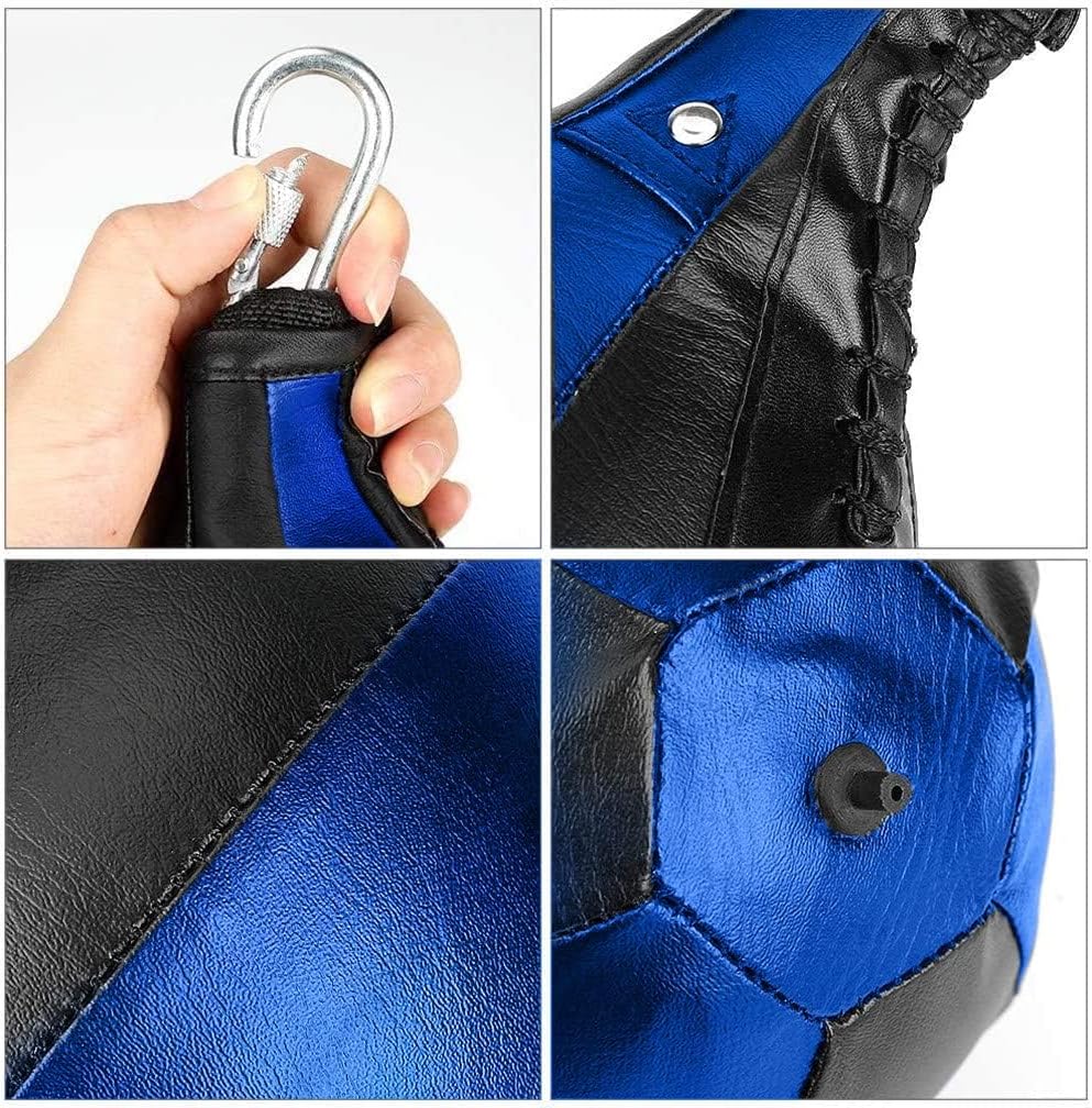 Speed Punching Bag, Leather MMA Speed Bag Striking Bag Kit with Hanging Swivel