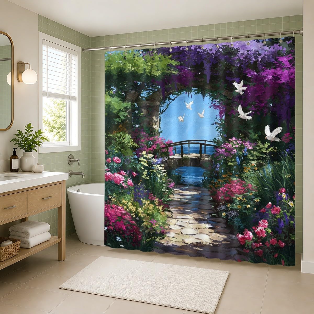Colorato Tenda Doccia 240x200 cm Asciugatura Rapida, Facile da Pulire