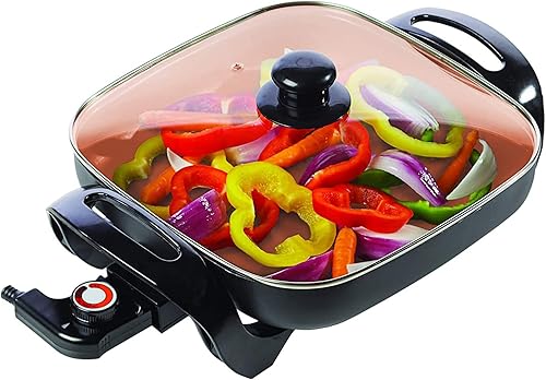 Miniatura 3 de Sartén eléctrica de tamaño familiar de 12 pulgadas, sirve para 4 a 6 personas