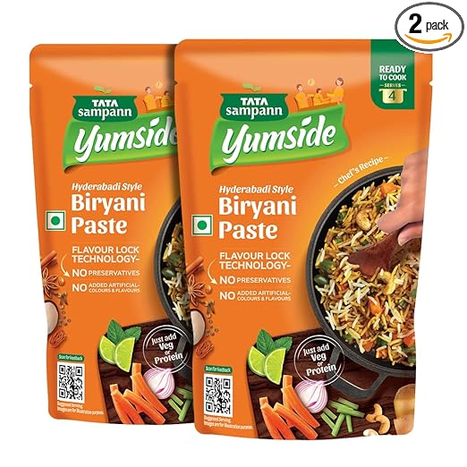 Tata Sampann Yumside Hyderabadi Style Biryani Paste | Ready to Cook | Serves 8 Pax, 150g (Pack of 2)