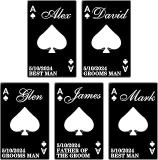 Personalized Groomsmen Bottle Opener - Custom Man Credit Card Opener, Engrave Name, Best Man, Team Groomsman Gift (Black, 5 Pcs)