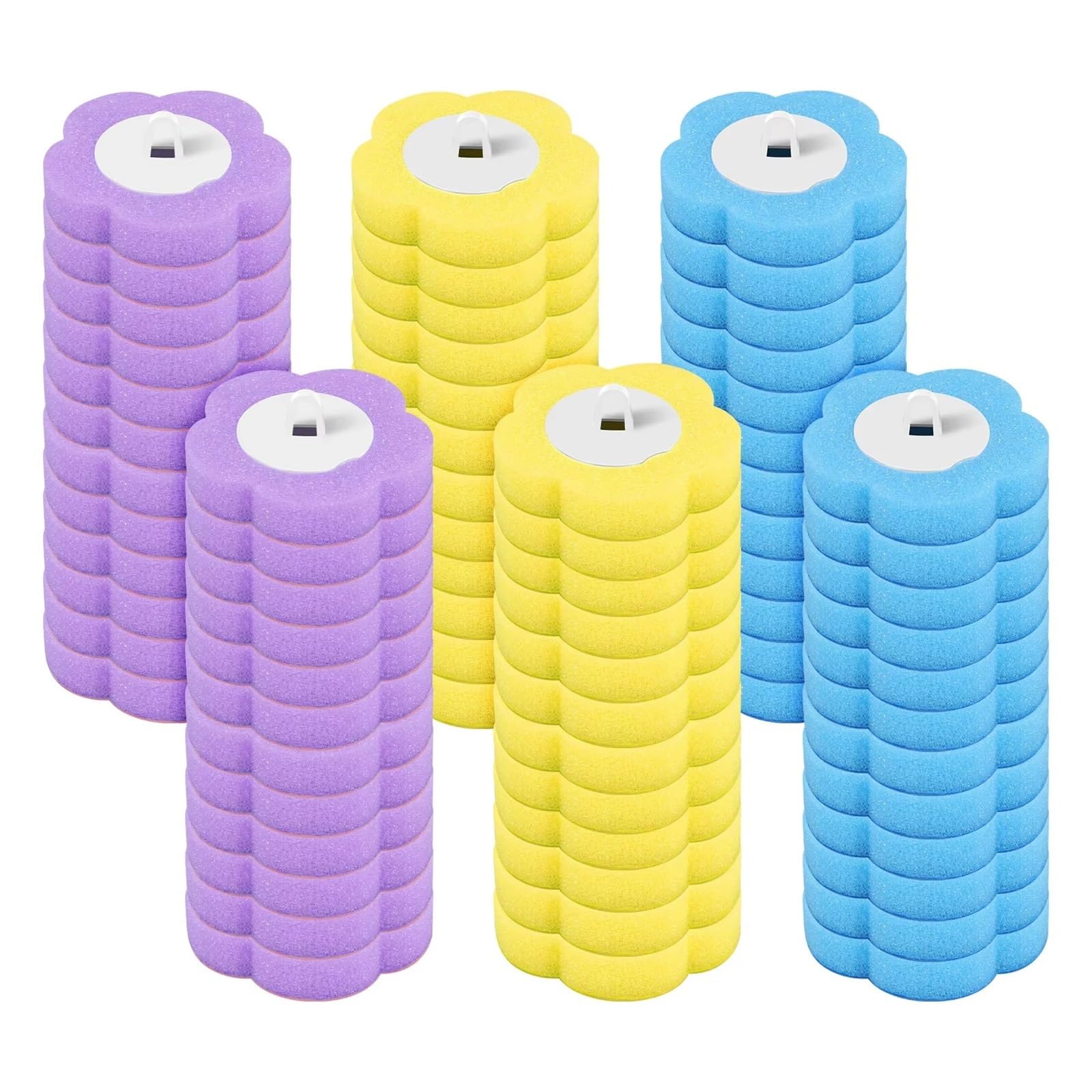 Generisch WC-Bürstengarnitur mit langem Griff und Einweg-Ersatzköpfen, hygienisches Badezimmer-Reinigungswerkzeug-Set, WC-Zubehör(Blue 72PCS)
