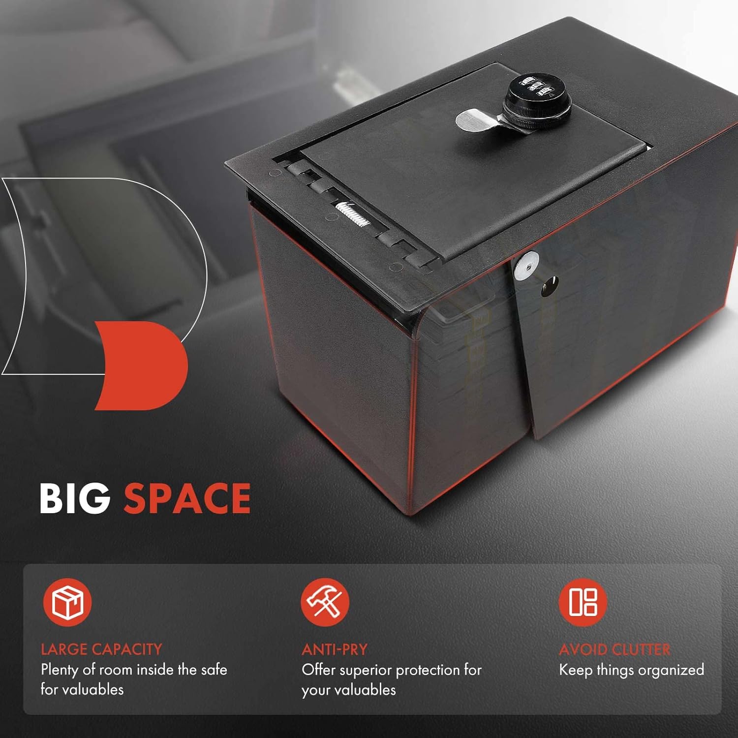 A-Premium Center Console Safe Box Compatible with Ford Explorer 2011-2019 Black