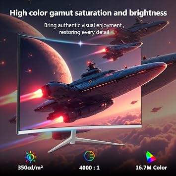 Z-Edge 27 Zoll Curved Gaming Monitor 280Hz (DP) 240Hz (HDMI) 1ms MPRT Full HD LED Monitor 350cd/m² Helligkeit 16:9 Curved Bildschirm FreeSync HDMI 2.0 & DisplayPort 1.2 - Weiß