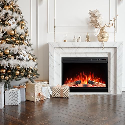 Vista 38 de R.W.FLAME Chimenea eléctrica de 22 pulgadas, chimenea envolvente de madera, llama LED ajustable, control remoto 750-1500 W (22 x 23 pulgadas)