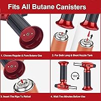 Vista 7 de FunOwlet - Encendedor de butano, 2 unidades, recargables, sopletes de cocina culinarios con bloqueo de seguridad y llama ajustable para postres