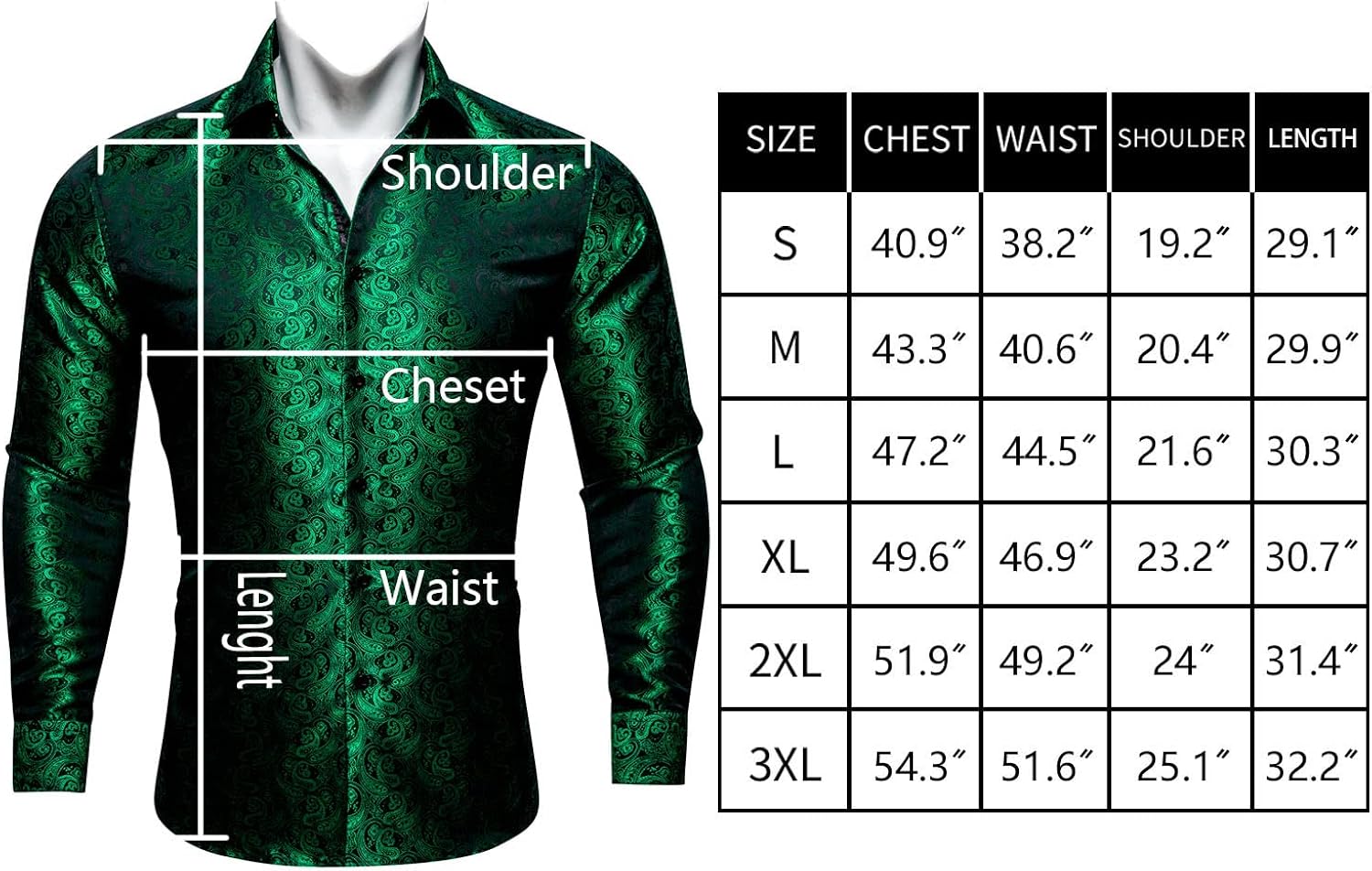 Miniatura 7 de YOHOWA Men's Silk Shirt Paisley Button Down Dress Shirts Regular Fit Long Sleeve Shirt Formal Casual