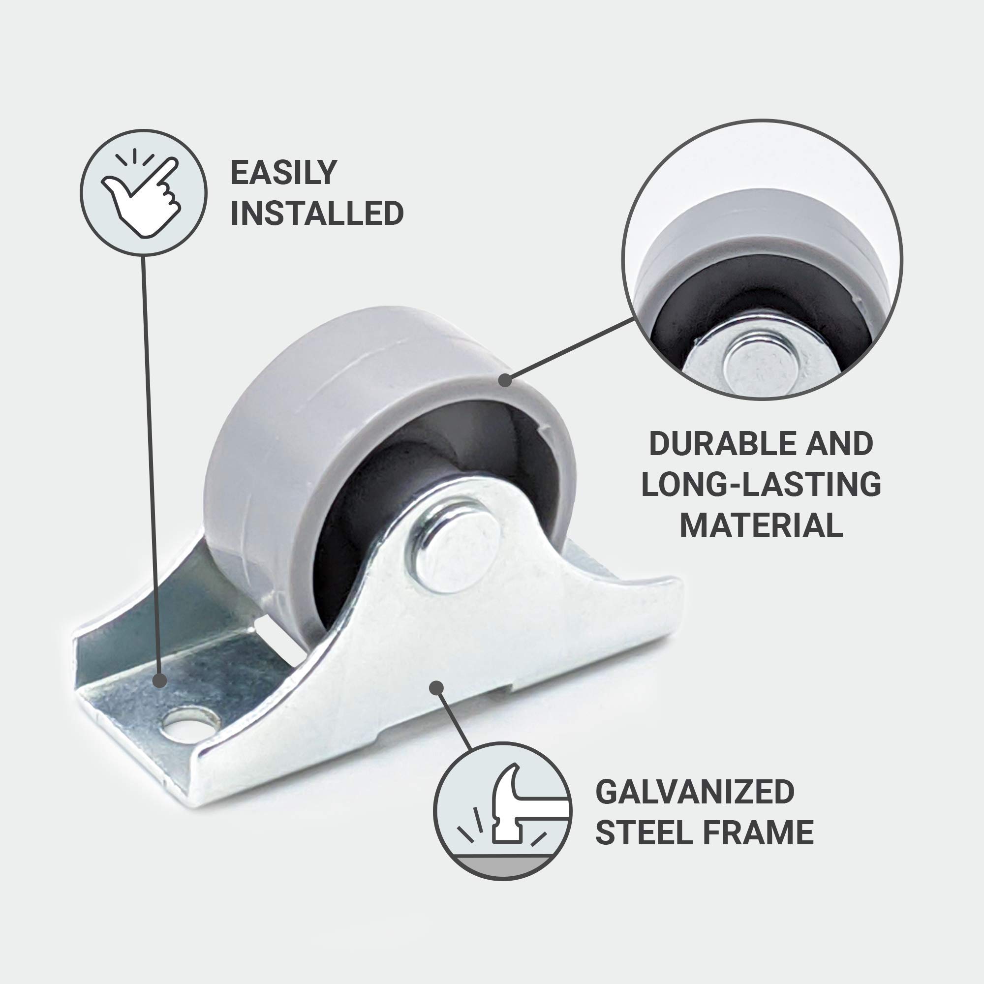 Cyclingcolors 4x Ruote Plastica 45mm Nero Rotelle Mobili Dura Carrello Piccole Guardaroba Cassetto Letto Porta Scorrevole | Leroy Merlin - Foto 4