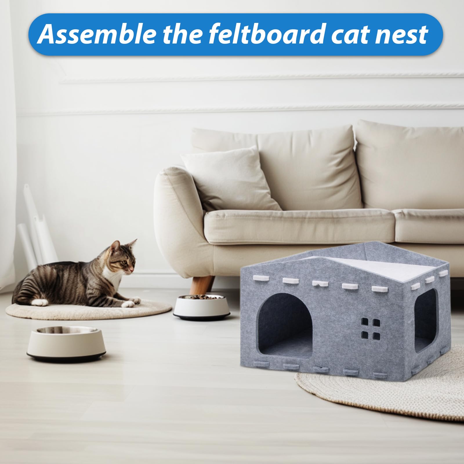 Felt Cat Cave Cat House, Felt Cat Bed for Cats Removable Cat Bed, Indoor Cat House, Cat Cave Cats - Image 4